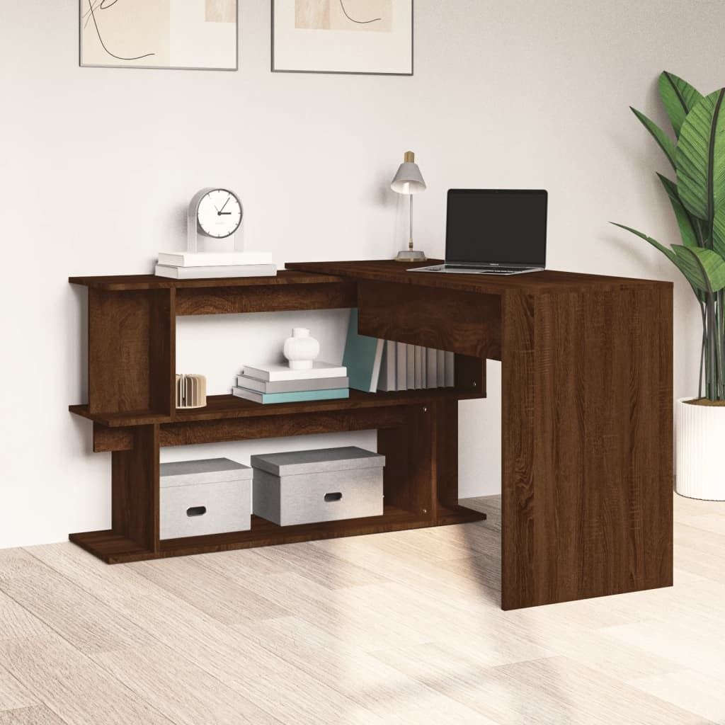 "im Sonderangebot"Eckschreibtisch/Büro-Möbel - CLORIS - PC Tisch moderner - Braun Eichen-Optik 200x50x76 cm Holzwerkstoff - DEMöbel3991270
