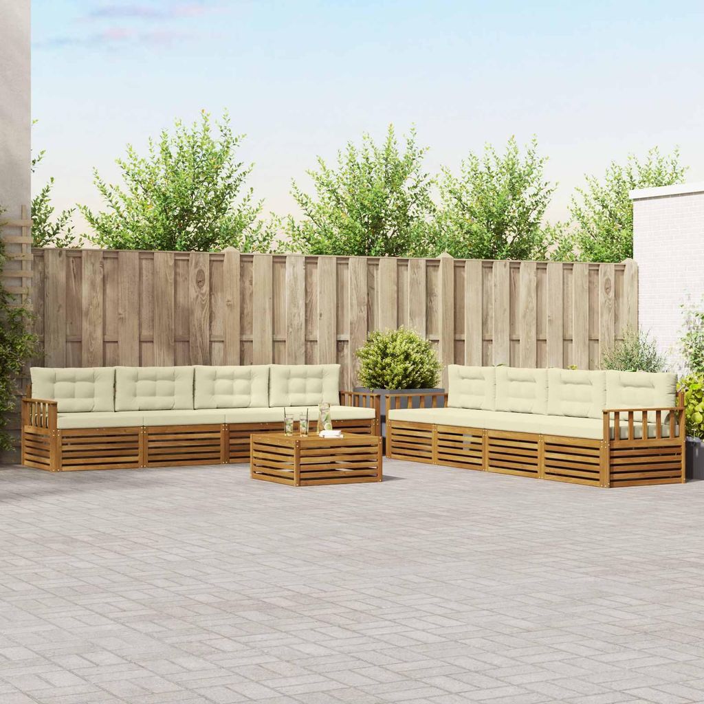 "2026 Aktion"Outdoor-Sofagarnitur - CLORIS - Balkonmöbe/Sitzgruppe - mit Kissen 9 pcs - Moderne Design - Natur und Creme - Gartensofas Promotion88...