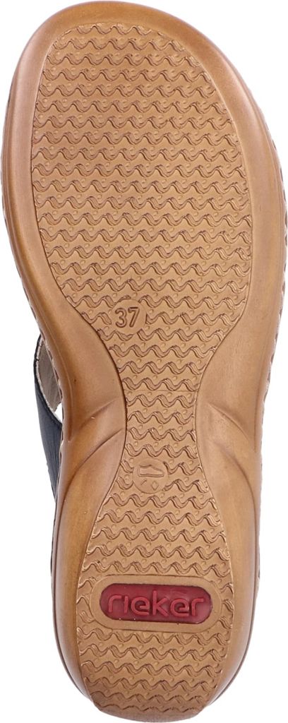 Rieker Damen Pantolette Leder Stretch Gummizug 60897, Größe:40 EU, Farbe:Blau