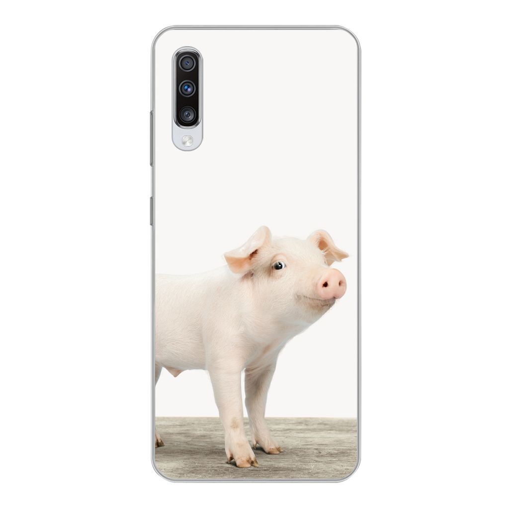 MuchoWow Handyhülle Schutzhülle Hülle für Samsung Galaxy A70 Ferkel - Groß - Tiere - Rosa - Jungen - Mädchen - Kinder Silikon Softcase Hand...