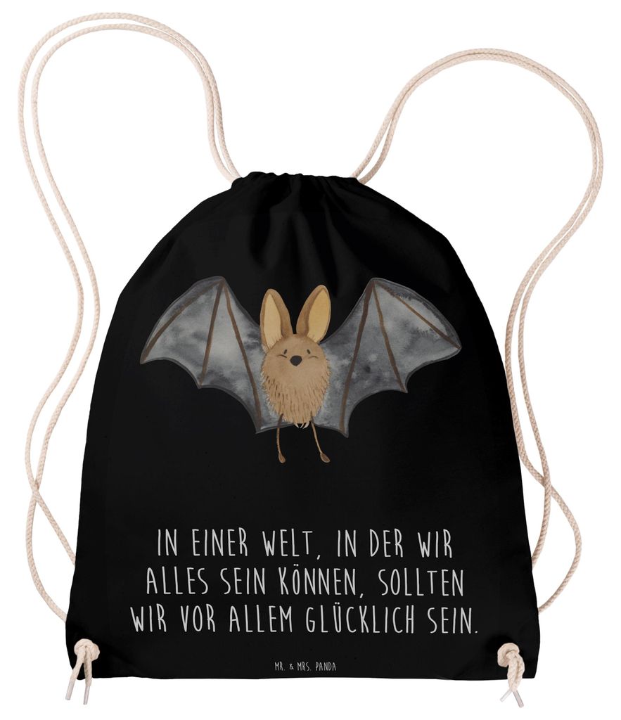 Mr. & Mrs. Panda Säckchen Fledermaus Flügel - Schwarz - Geschenk, Turnbeutel, Beutel, wander rucksack, Stoffbeutel, Lustige Sprüche, Jutebeutel,...