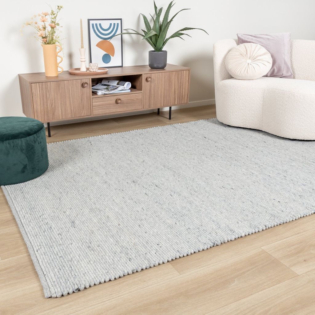 Volero - Wollteppich - Wise Grau Weiß 609 - 160x230 cm - Wohnzimmer, Esszimmer, Schlafzimmer - Ländlich, Skandinavisch