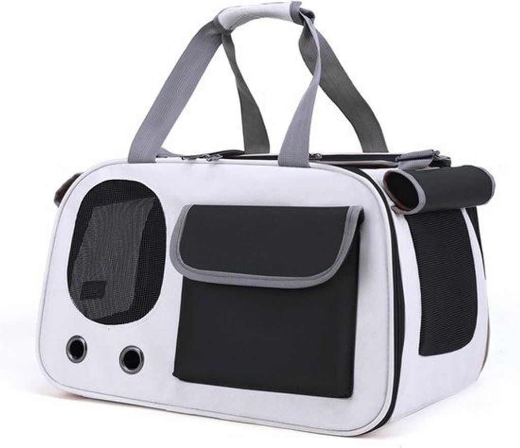 Reisekoffer für Katze und Hund - Opvougbare Transportbox - Kattentas - Huisdier-Tas mit atmungsaktiven Löchern und Taschen - für mittelgroße Ka...