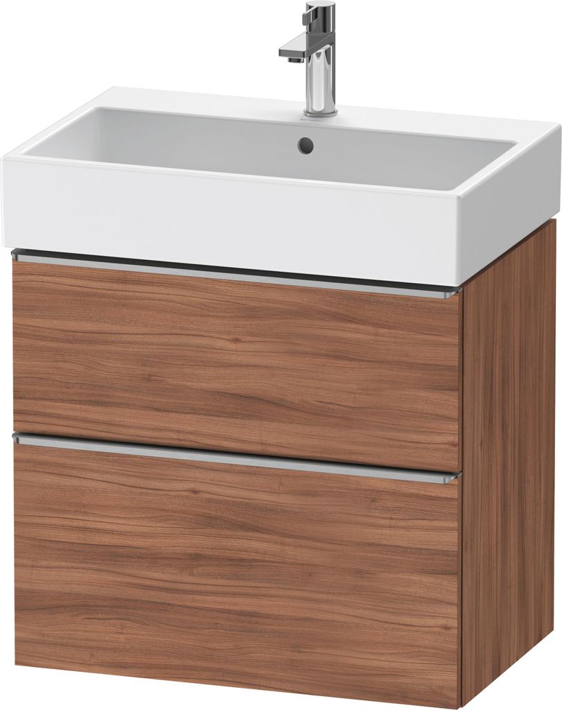 Duravit D-Neo Waschtischunterbau wandhängend, 684x625x442mm, 1 Auszug, 1 Schubkasten, mit Griff Edelstahl gebürstet, DE4372070790000