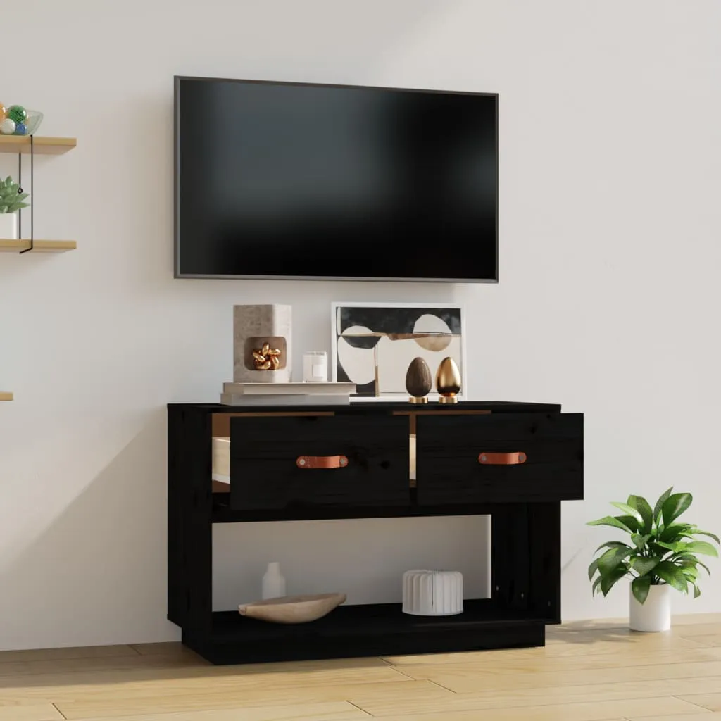 Mobile TV vidaXL Nero 90x40x60 cm in Legno Massello - Arredo Salotto - 4
