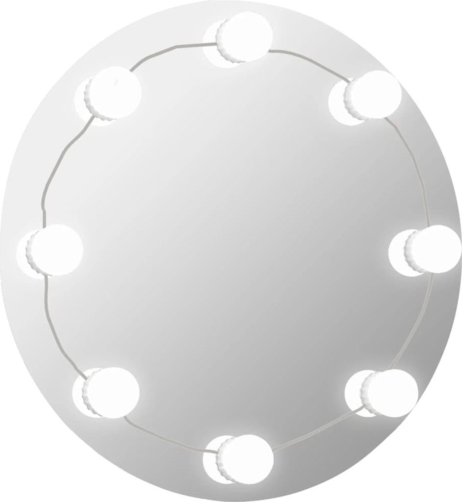 vidaXL Wandspiegel mit LED-Beleuchtung Rund Glas