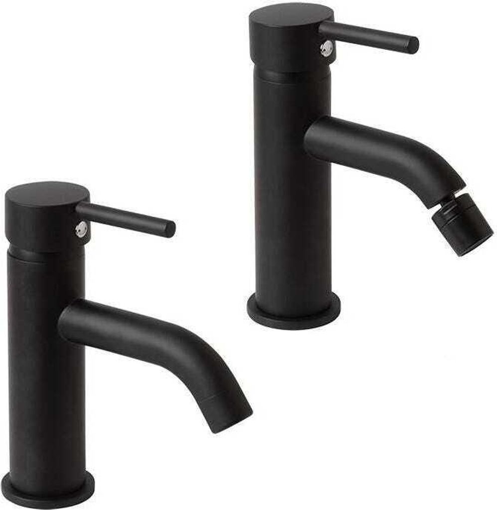 2-teiliges Badarmaturen-Set in mattschwarz | Fassa