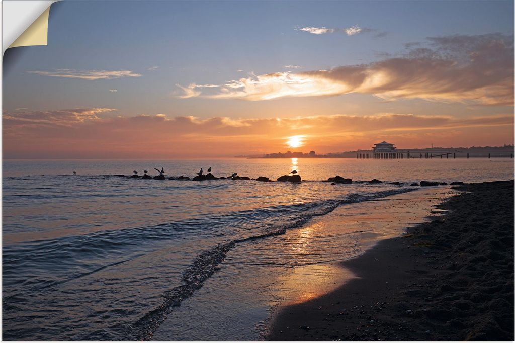 ARTland Wandbild, selbstklebend Sonnenaufgang am Ostseestrand II Größe: 120x80 cm
