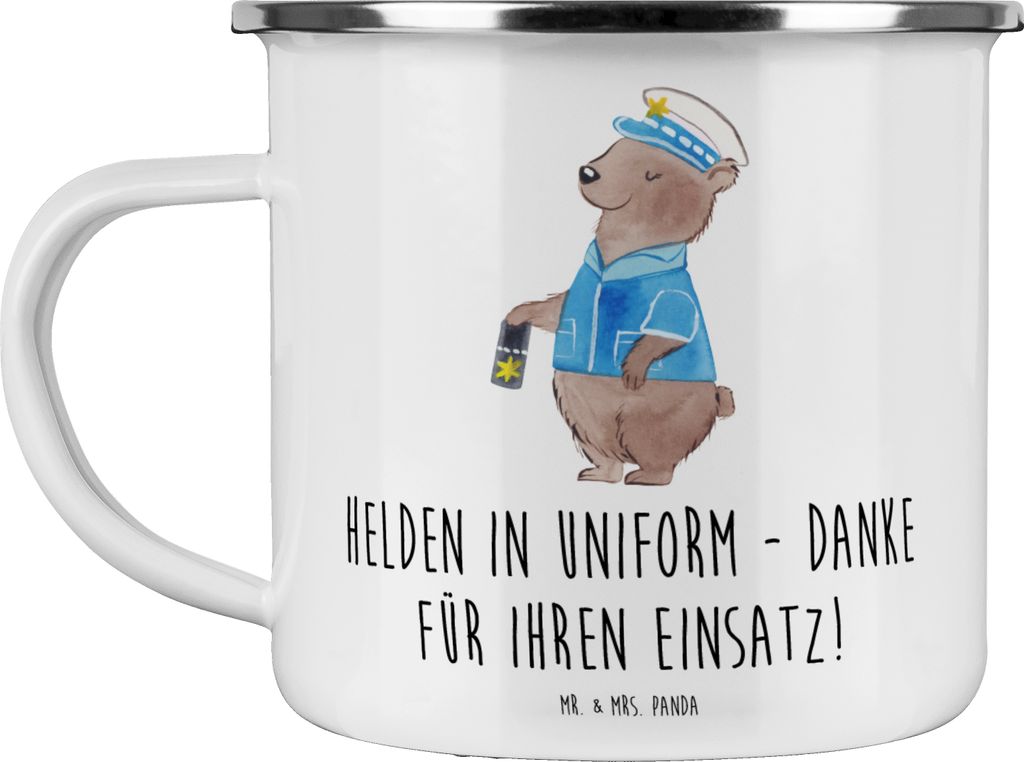 Mr. & Mrs. Panda Teetasse Polizist Held - Weiß - Geschenk, Produktbild 