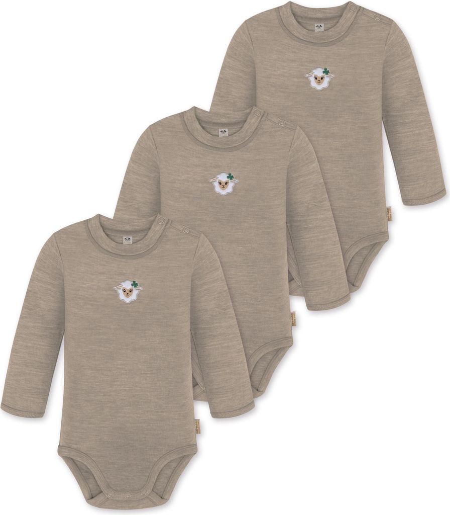 normani 3ER PACK Baby Merino Langarmbody Tuai