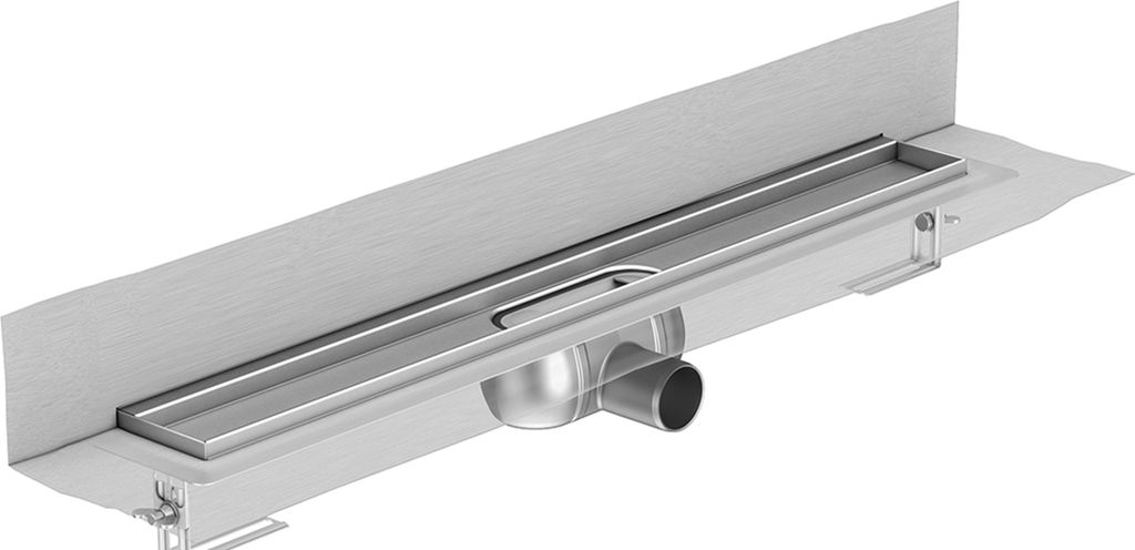 ACO ShowerDrain C, Rinnenkörper, 78,5 cm, Einbauhöhe Oberkante Estrich: 8 – 12,8 cm, Aufkantung hinten