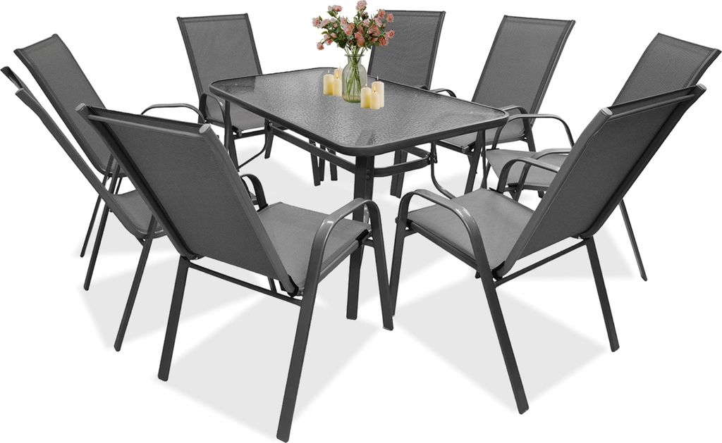 Zestaw Mebli Ogrodowych Balkon Taras Stół 150X80 +8X Zdjęcie produktu 