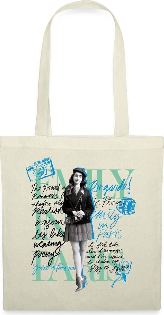 Spreadshirt Emily In Paris Emily Mit Zitaten Stoffbeutel, One size, Natur