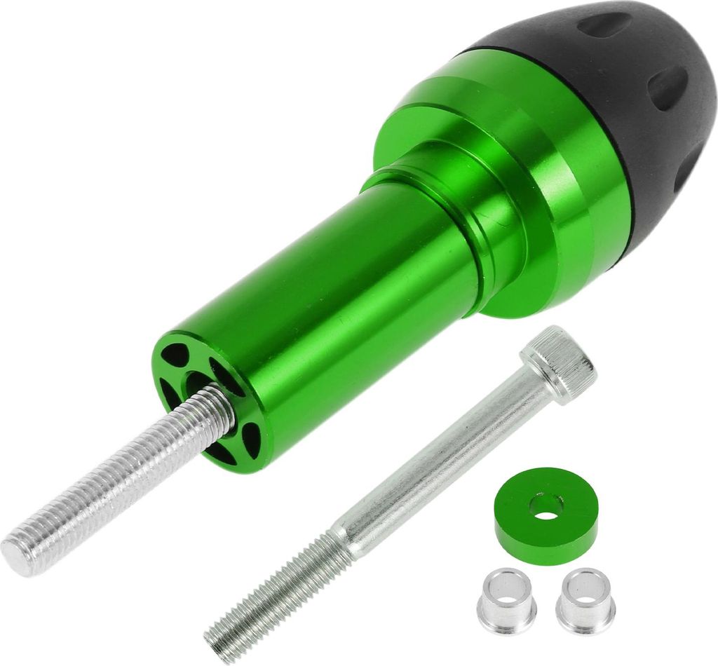 10mm Motorrad Slider Rahmen Aluminiumlegierung Kunststoff Rad Verkleidung Schutz Crash Pad Schutzbügel 44mm 137mm Bolzen Grün 1 Set