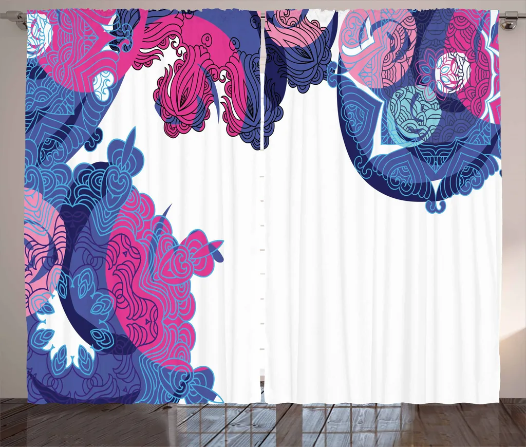 ABAKUHAUS Tenda rustica astratta, draghi tradizionali, soggiorno Nastro universale Tende con passanti e ganci, 280 x 245 cm, multicolore