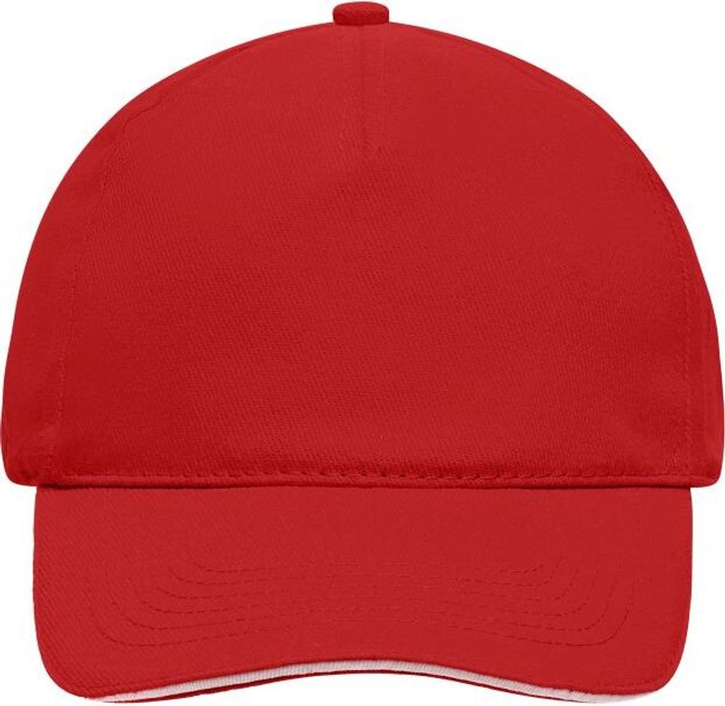 5 Panel Cap mit kontrastfarbigem Sandwich red/white, Gr. one size