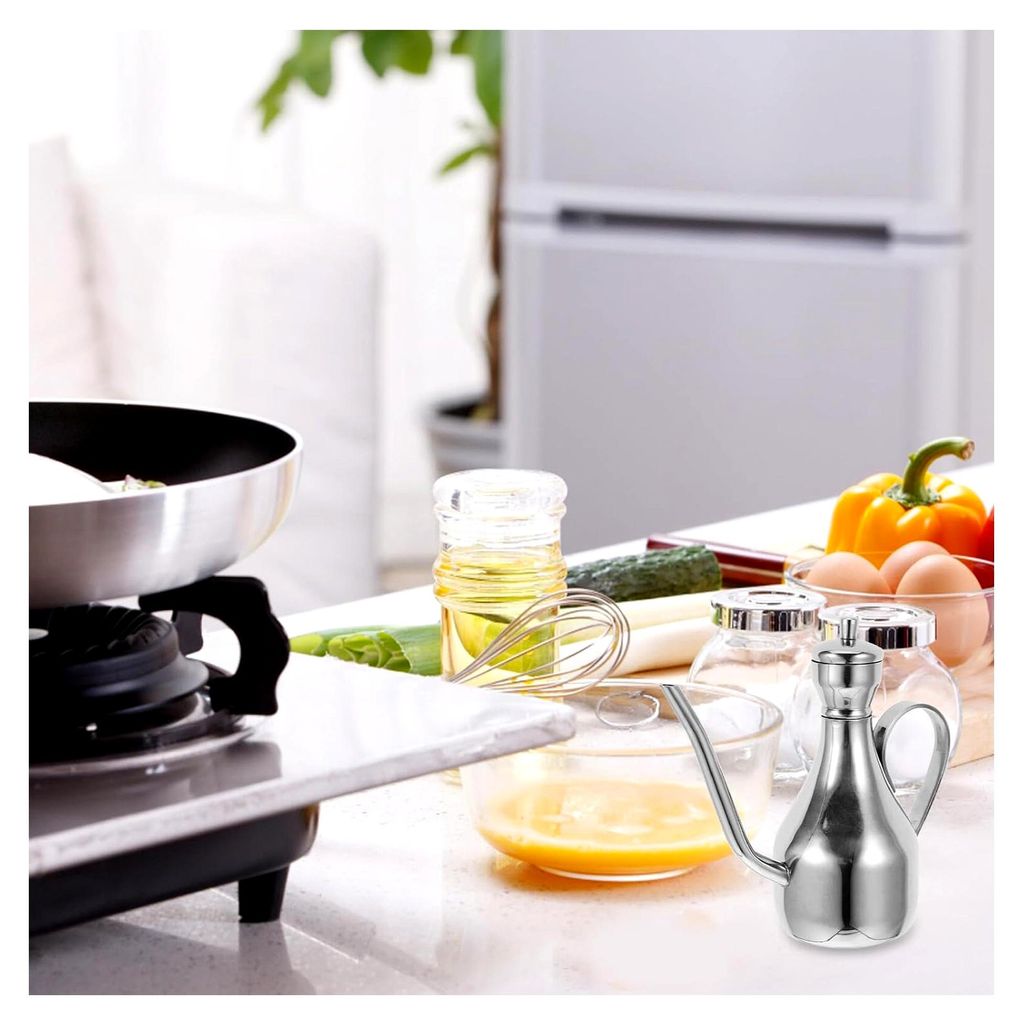 Ölspender aus Edelstahl mit integriertem Filter, geeignet für Kochen, für Olivenöl und Sojasauce, rostfrei und langlebig