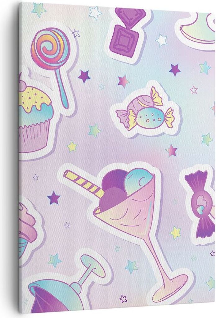 Bild auf Leinwand - Leinwandbild - Einteilig - Süßigkeiten Süßigkeiten Kinder Kuchen - 50x70cm - Wand Bild - Wandbilder - Leinwanddruck - Wandd...