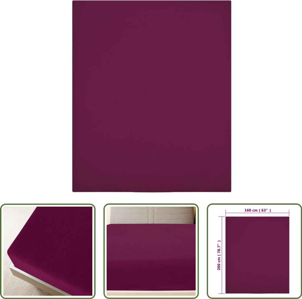 The Living Store Spannbettlaken Jersey Bordeauxrot 160x200 cm Baumwolle