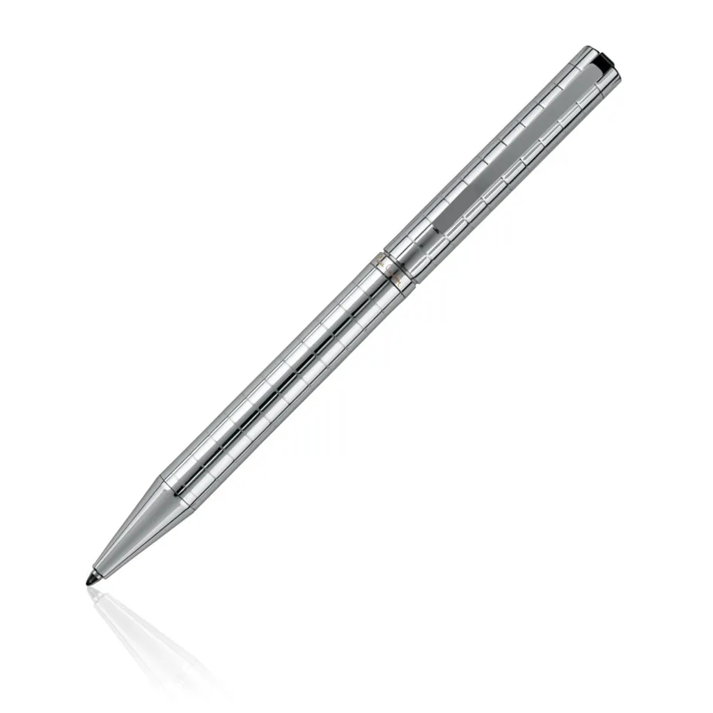 Stylo bille de luxe Pierre Cardin ESPACE en métal argenté brillant 14cm