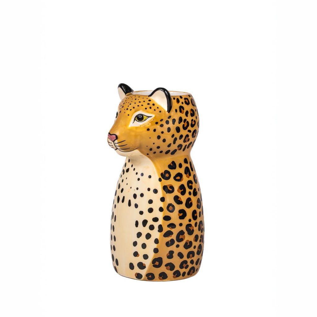 Vase Leopard Sass & Belle Blumenvase Dolomit ca. 10 x 10 x 20 cm Dekovase