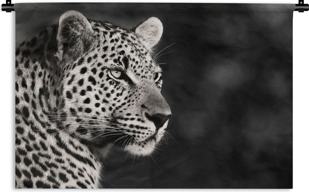 MuchoWow Wandteppich Wandbehang Leopard - Schwarz - Weiß - Südafrika 60x40 cm Tapisserie Dekoration Wandtuch - Wanddekorationen