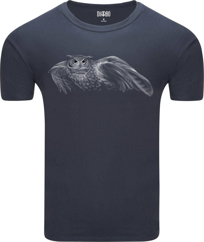 Diarbo Herren T-Shirt mit Aufdruck Wildtierporträts Fliegende Eule Dunkelgrau Gr.XL