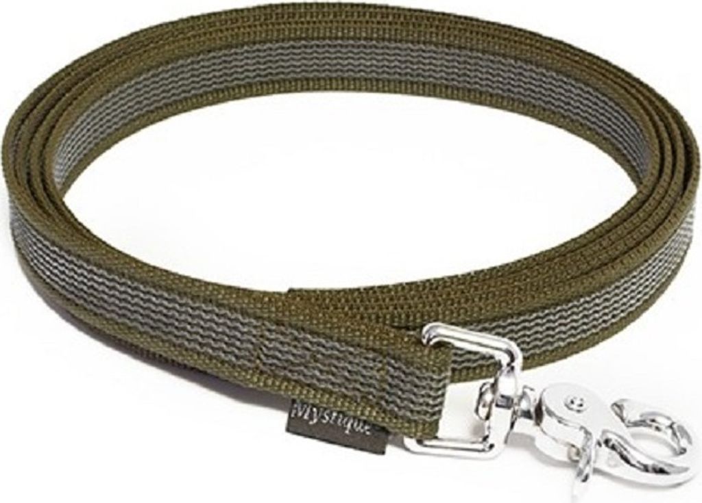 Mystique Gummierte Leine 20mm ohne Handschlaufe Scherenkarabinerhaken khaki 3m