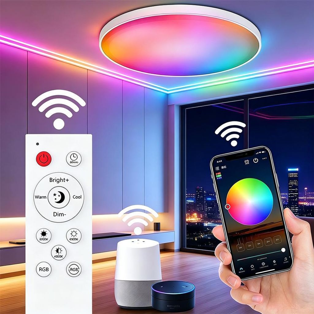 30W Led Deckenleuchte Weiß Dimmbar RGB Deckenlampe Mit Fernbedienung Bluetooth WIFI Alexa Steuerung Wohnzimmer Schlafzimmer