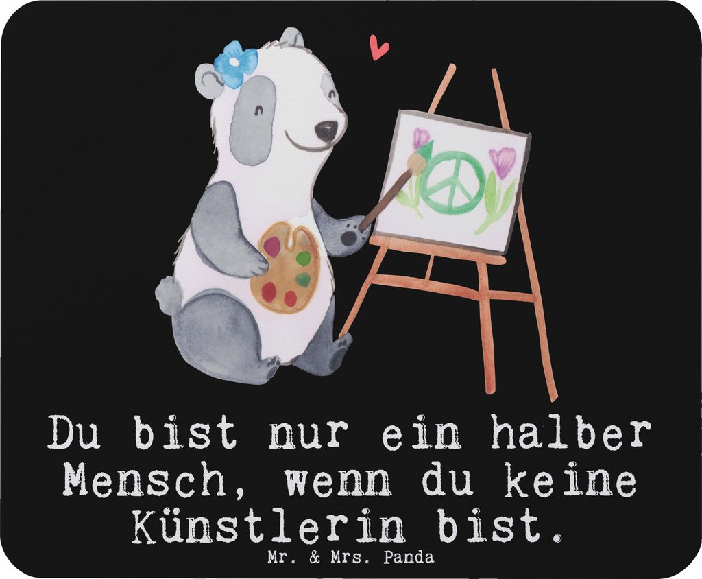 Mr. & Mrs. Panda Mouse Pad Künstlerin Herz - Schwarz - Geschenk, Kunstschule, Mauspad, Spruch, Witzig, laptop mousepad, pc, Lustig