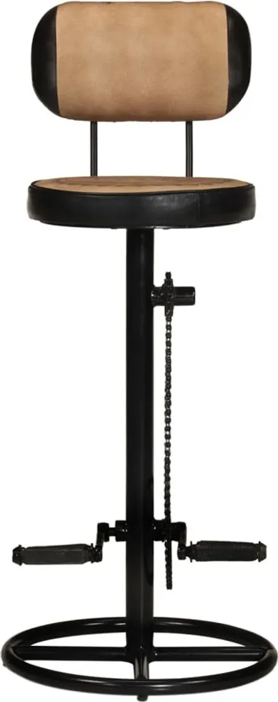 Tabouret de bar stable et robuste en cuir de chèvre marron - Pack de 2