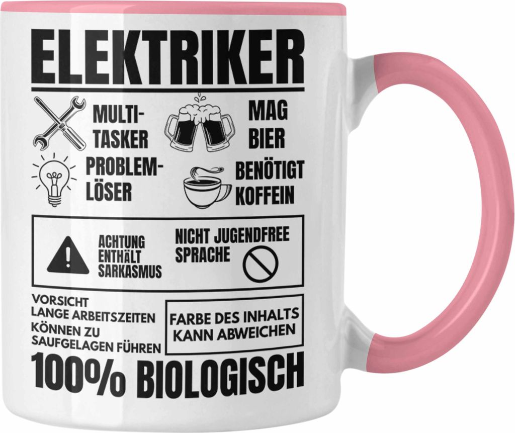 Trendation - Elektriker Tasse Geschenk Elektromeister Lustiger Spruch Männer Geschenkidee Multitasker (Rosa)