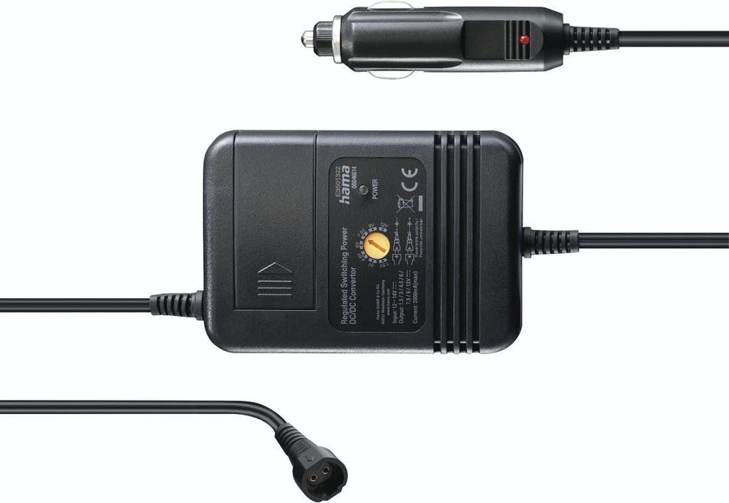Hama Netzteil für Kfz, einstellbar, 2000mA, 24W, max. 12V, stabilis., 8 Adapter (00223402)