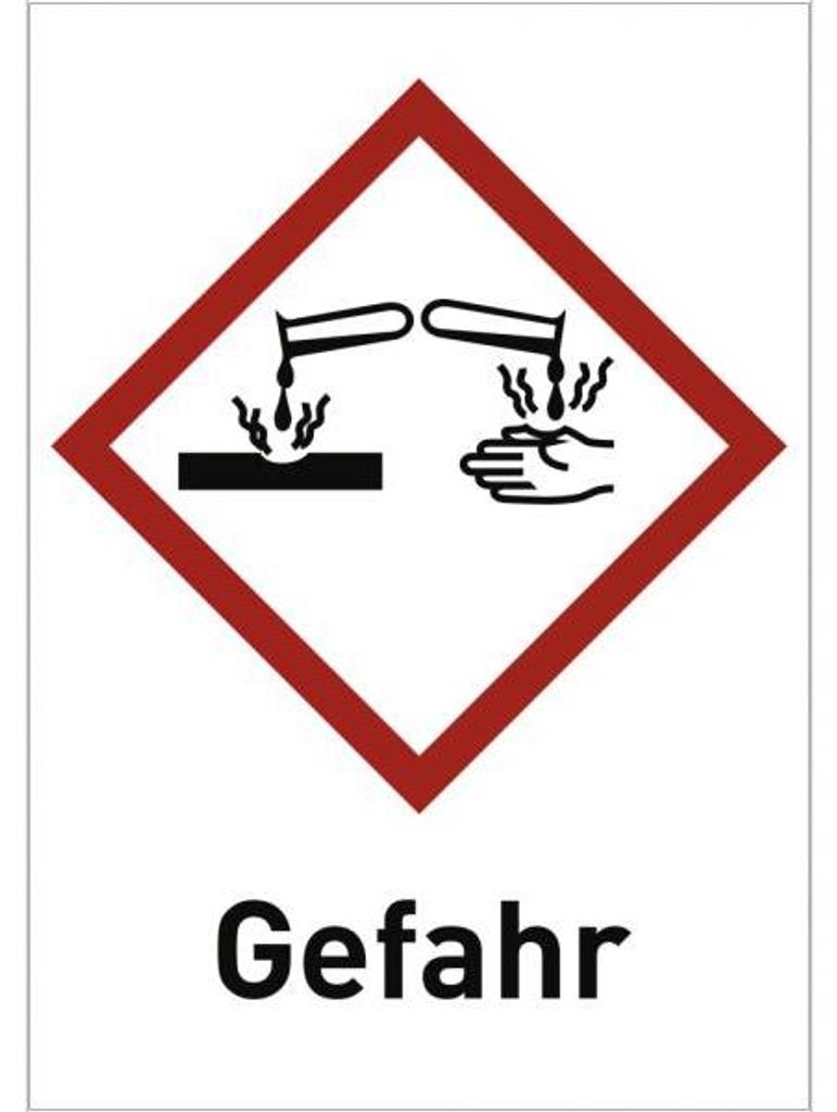 Dreifke Aufkleber Korrosiv (GHS 05) Gefahr, Folie, 26x37 mm, 12 Stück/Bogen