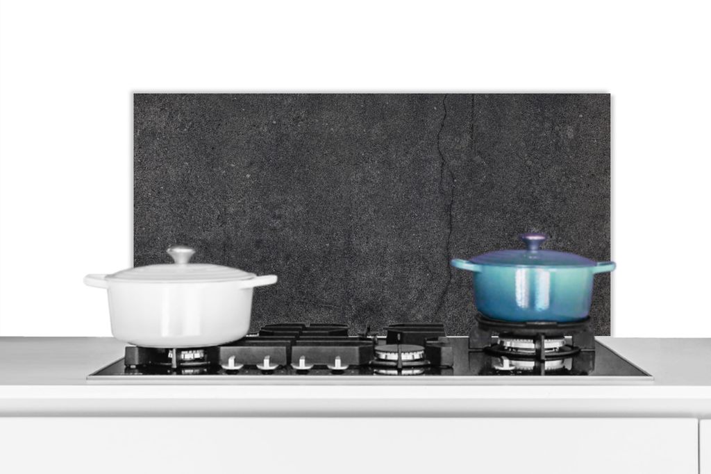 KitchenYeah Spritzschutz Küche - Küchenrückwand - Wandschutz für Herd und Spüle - Beton - Schwarz - Grau - Rustikal - Industriell 80x40 - Al...