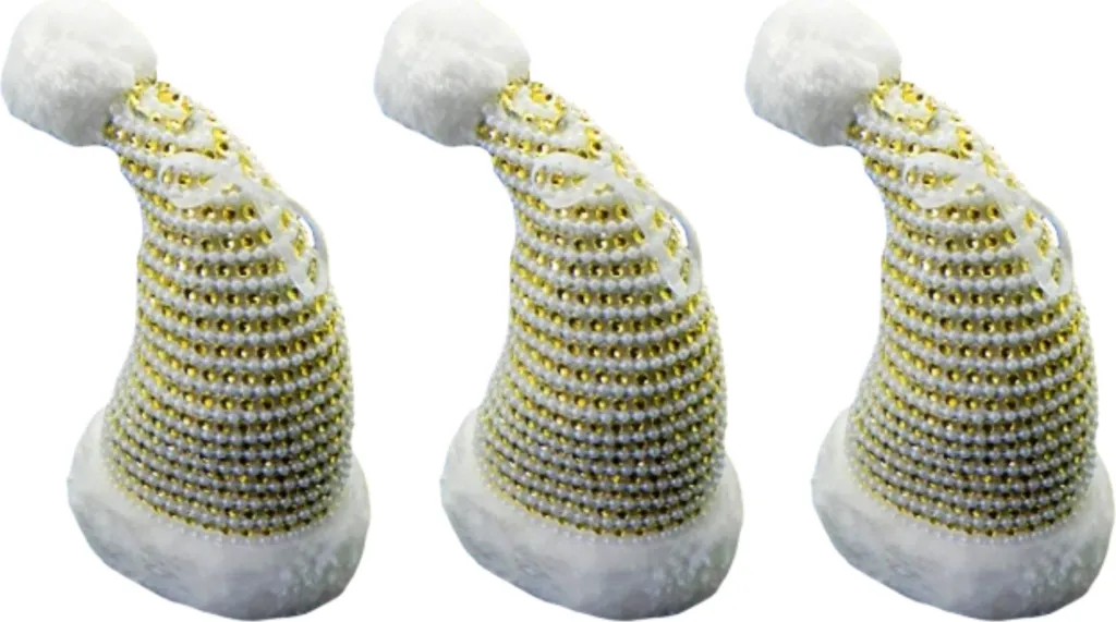 Bonnet de Père Noël scintillant avec strass 17,5 cm - Set de 3 pièces