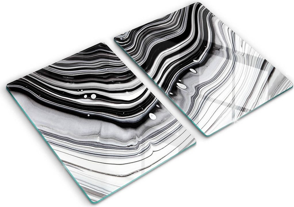 Abdeckung Glas - Küchenabdeckung - 2x40x52 cm - Abdeckplatte -Tintenabstraktion