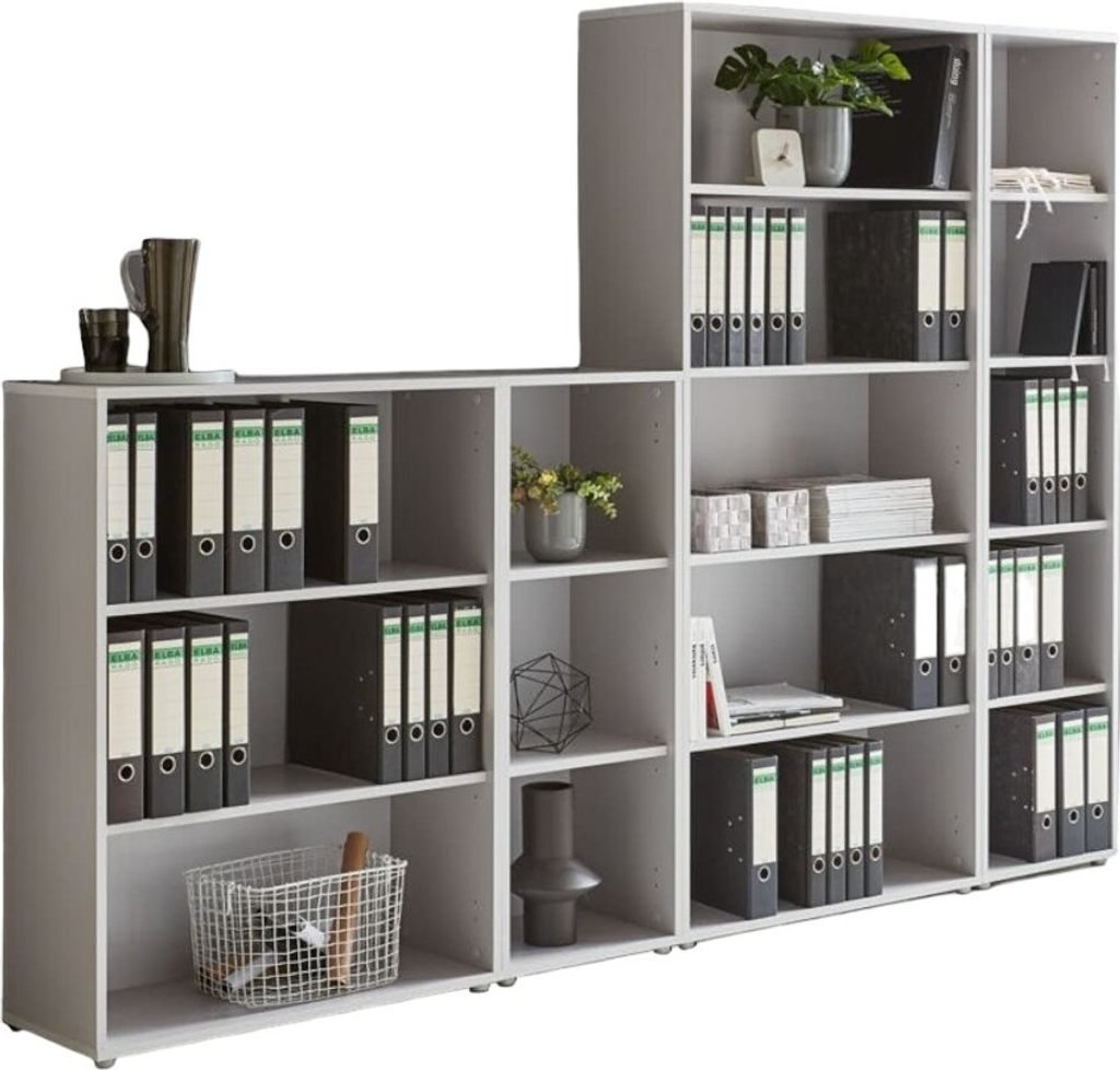 Aktenregal TABOR 4 in lichtgrau, Regal-Set, Büroregale, ideal für Aktenordner