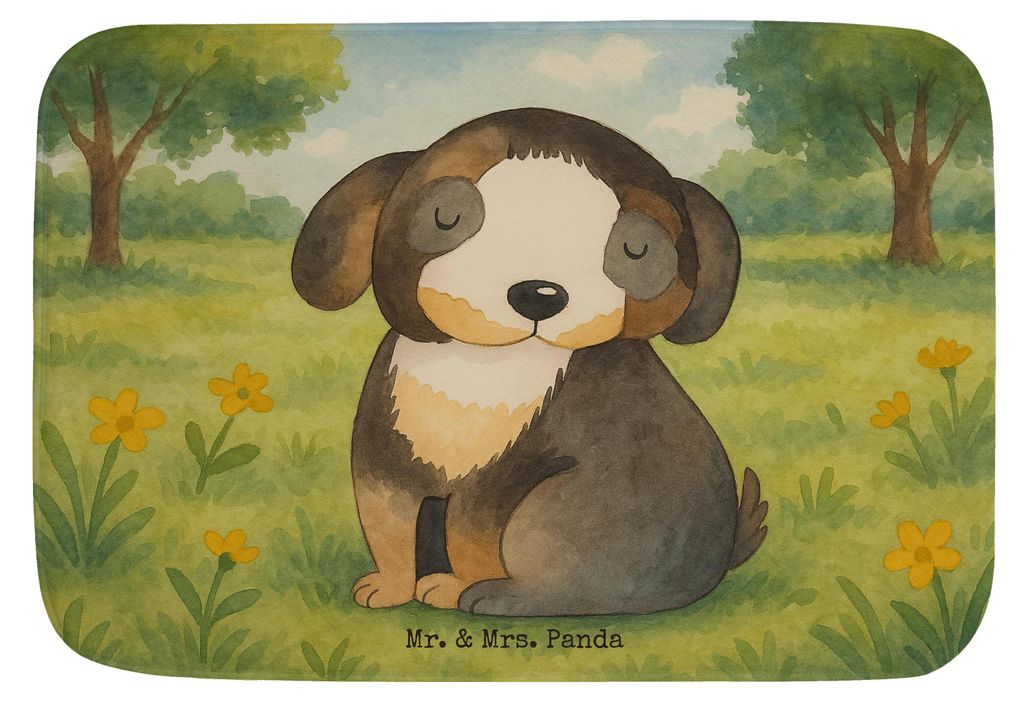 Mr. & Mrs. Panda Badteppich Hund Entspannen Design - Weiß - Geschenk, wannenvorleger, Niedlich, Badezimmer Matte, duschmatte, Liebe, Badläufer, S...