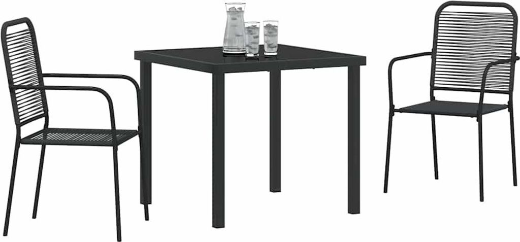 vidaXL Garten Essgruppe 3 pcs Schwarz Pulverbeschichteter Stahl