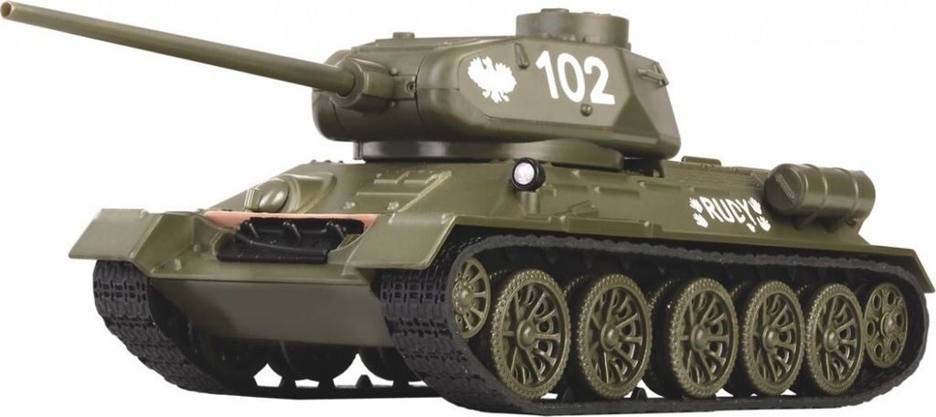 A model of a green tank on a white background.