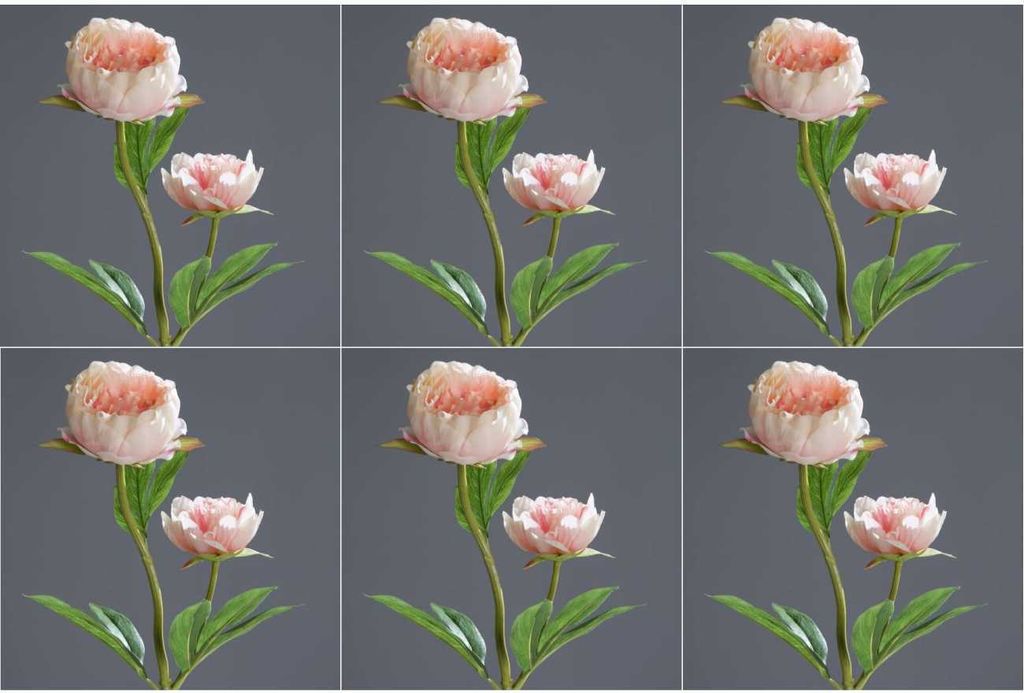 6er Set künstliche Pfingstrosen Päonie mit 2 Blüten H. 60cm rosa DPI Kunstblumen