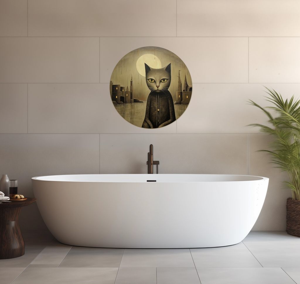 Wallario wasserfestes Poster selbstklebend 60 x 60 cm, Nachtwächter der Stille, Badezimmerposter Spritzschutz mit Hochglanzoberfläche in Glasoptik