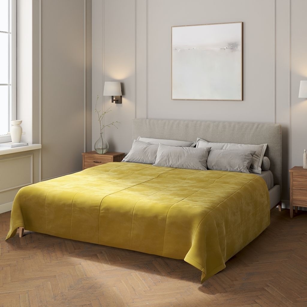 Velvet-Tagesdecke mit Streifen-Steppung