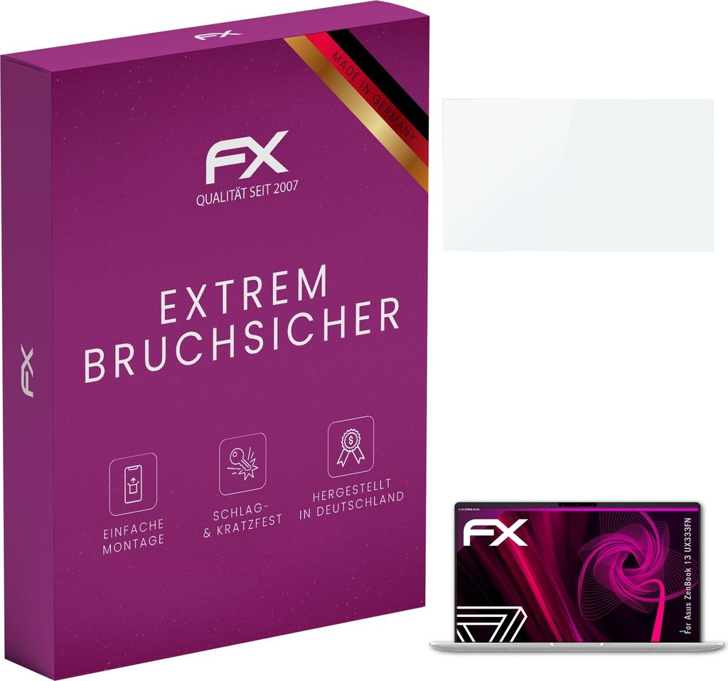 atFoliX FX-Hybrid-Glass Displayfolie kompatibel mit Asus ZenBook 13 (UX333FN) Glasfolie