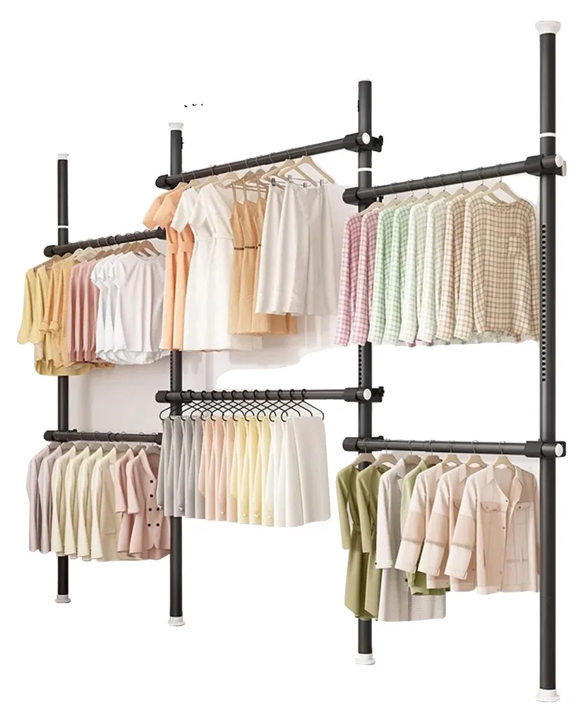 Penderie murale ajustable noire en métal pour dressing et chambre