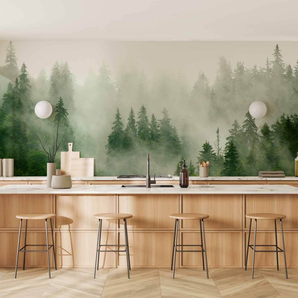 Vlies Fototapete - Mountain Forest (Green) 350x245 cm Landschaften c-B-0533-a-b