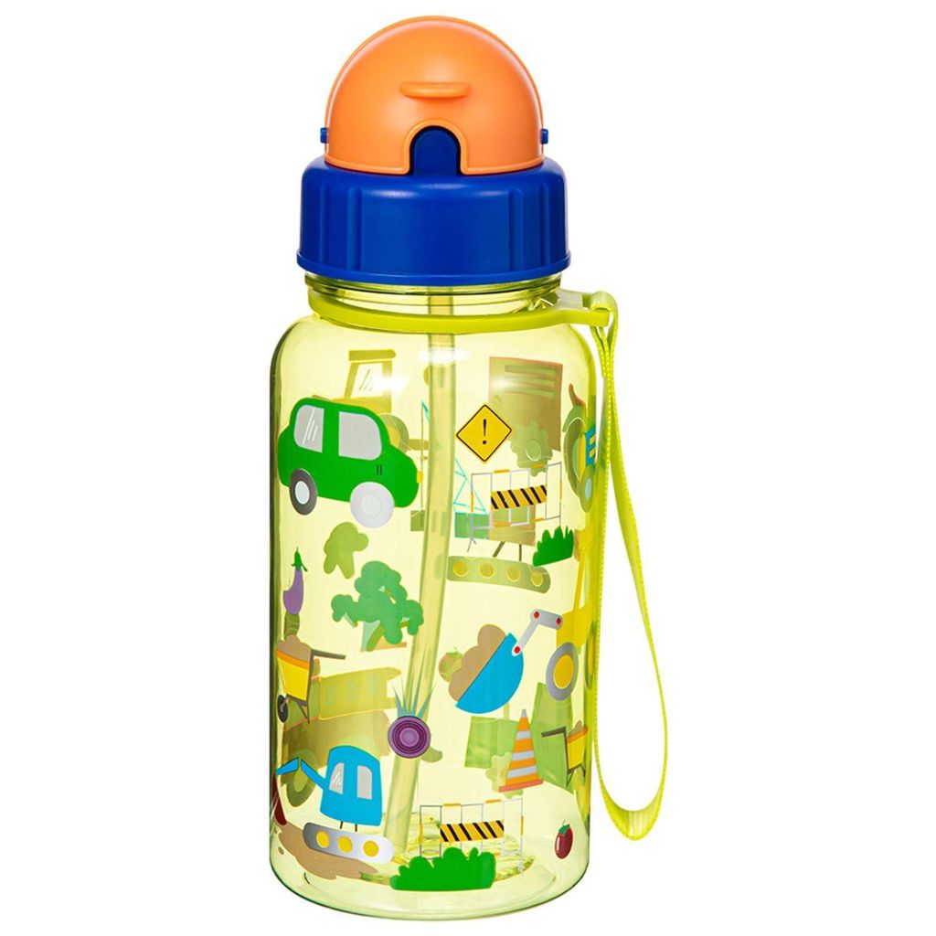 500ml Trinkflasche Kinder, Sportwasserflasche mit Strohhalm für Mädchen und Jungen, Gelb