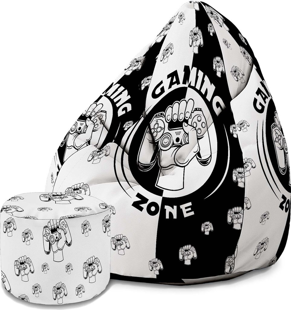 Dreamroots Bean Bag 80x80x120cm Sitzsack mit Lehne und Hocker und Bezug Sitzkissen Boden Chill Sack Bubibag Sitzsack Game Space