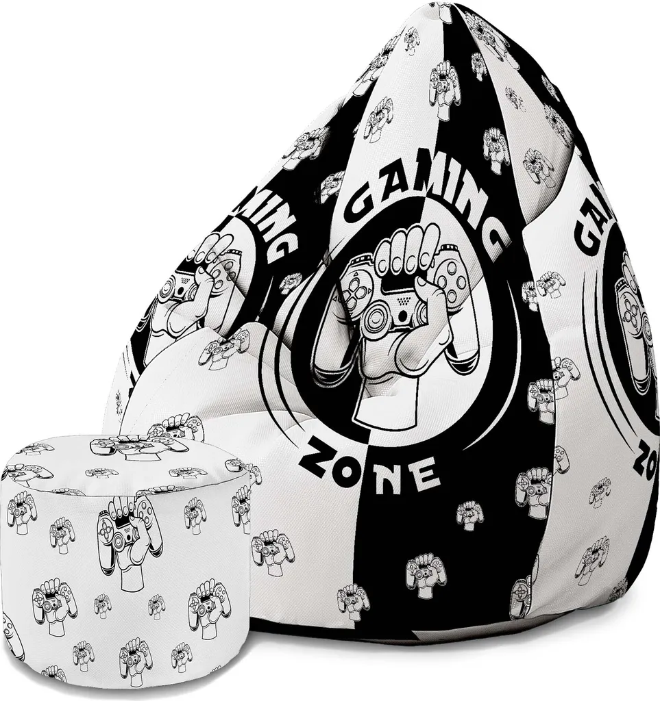Dreamroots Bean Bag 80x80x120cm Beanbag con schienale e sgabello e copertura Cuscino da terra Chill bag Bubibag Beanbag con imbottitura Spazio Gioco